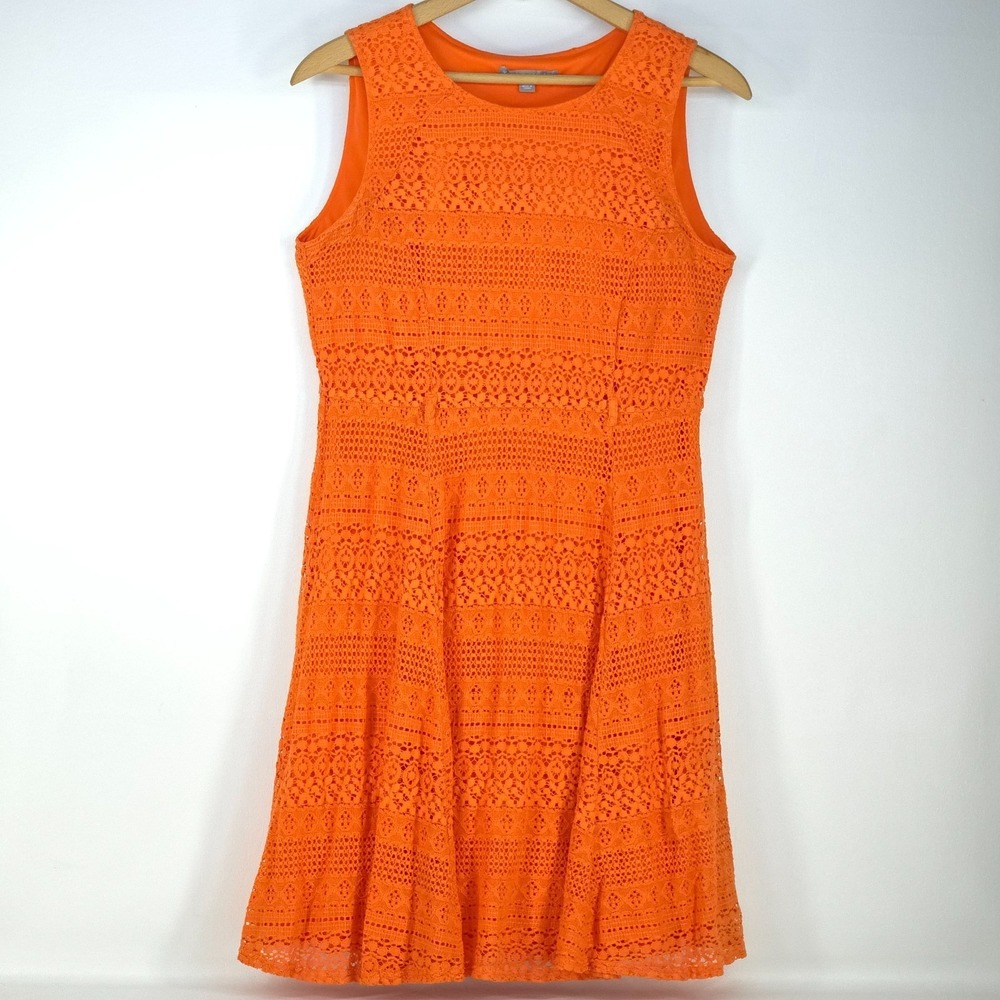 Valerie Stevens Lace Fit and Flare Dress Womens Large Lined Boho Cottage Peasant